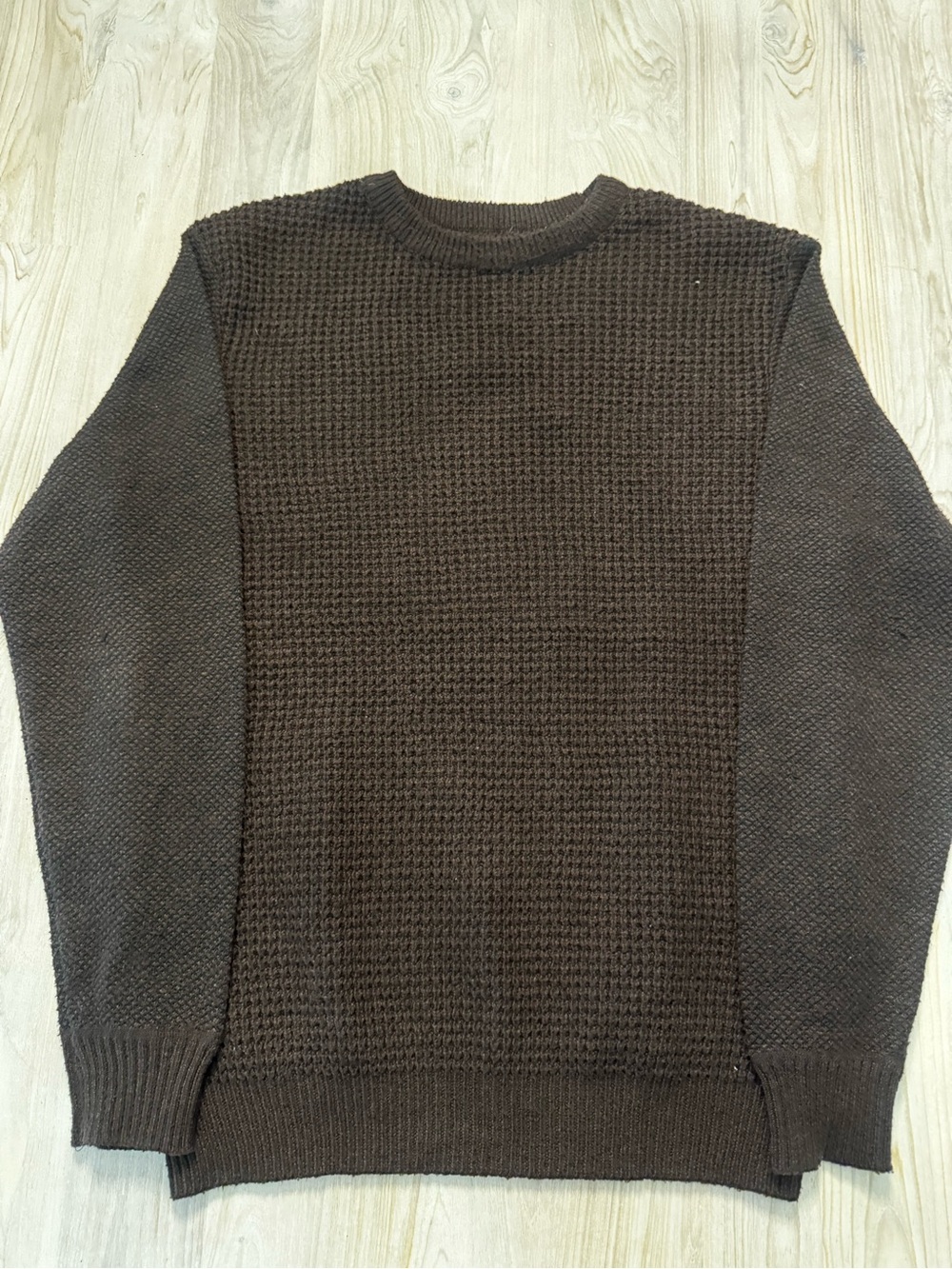 Buffalo David Bitton Dark Brown Waffle Knit Crewneck Sweater